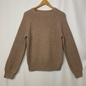 ABLE Women’s Ribbed Crewneck Sweater Size Small – Neutral Tan Knit Pullover